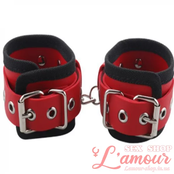 Наручники BDSM-NEW PVC Handcuffs Woven Belt Edge Sealing, Red (артикул: 281335)