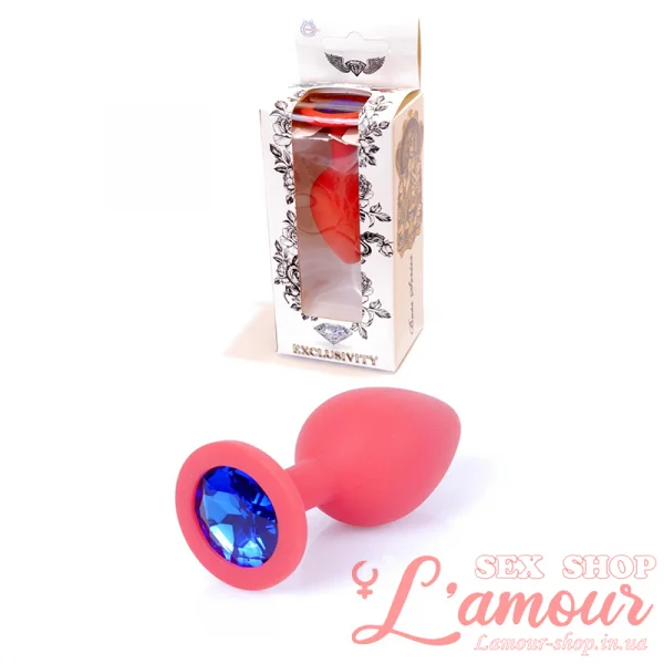 Анальна пробка Jewellery Red Silikon PLUG MediumBlue Diamond (артикул: 64-00084)