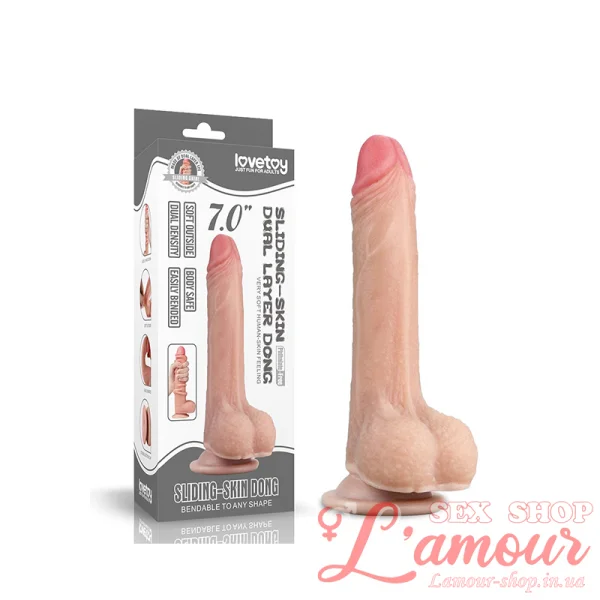 Фалоімітатор 7” Sliding Skin Dual Layer Dong (артикул: 66-LV317001)