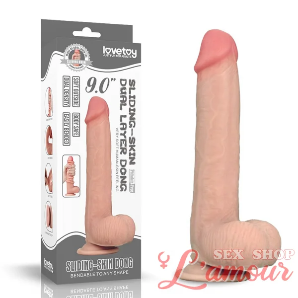 Фалоімітатор 9” Sliding Skin Dual-layer Dong (артикул: 66-LV317003)