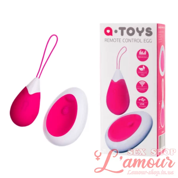 Віброяйце Toyfa A-Toys з пультом дистанційного керування, силікон, рожево-білий (артикул: 764003)