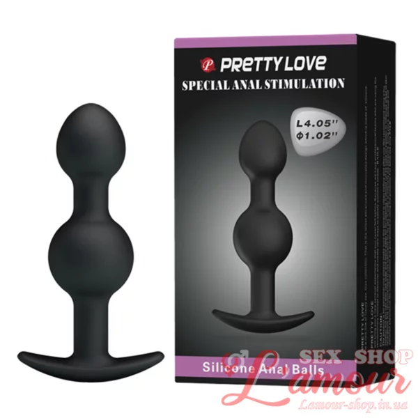 Анальна пробка – Pretty Love silicone Anal balls Black (артикул: BI0395)