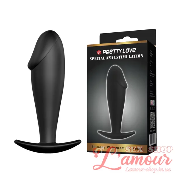 Анальна пробка – Pretty Love Anal Butt Plug Penis Shaped Black (артикул: BI0530)