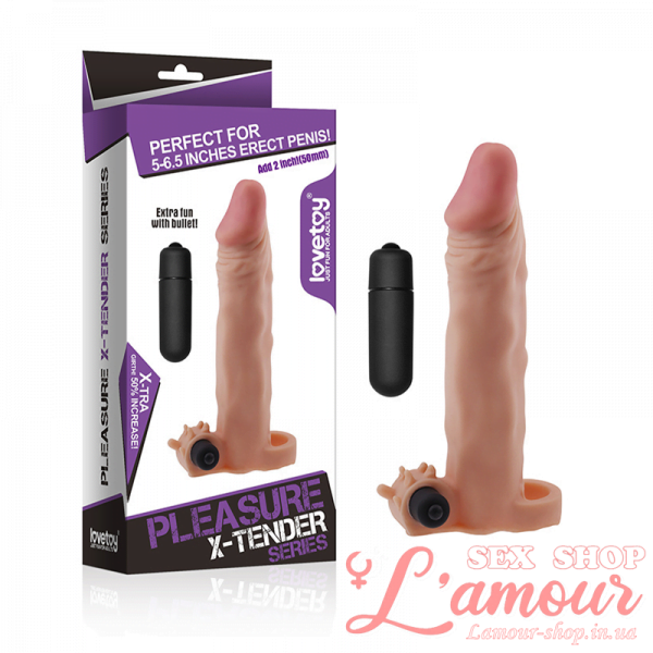 Подовжуюча насадка на пеніс – Pleasure X-Tender Vibrating Penis Sleeve Add 2 “Flesh (артикул: LVTOY056)