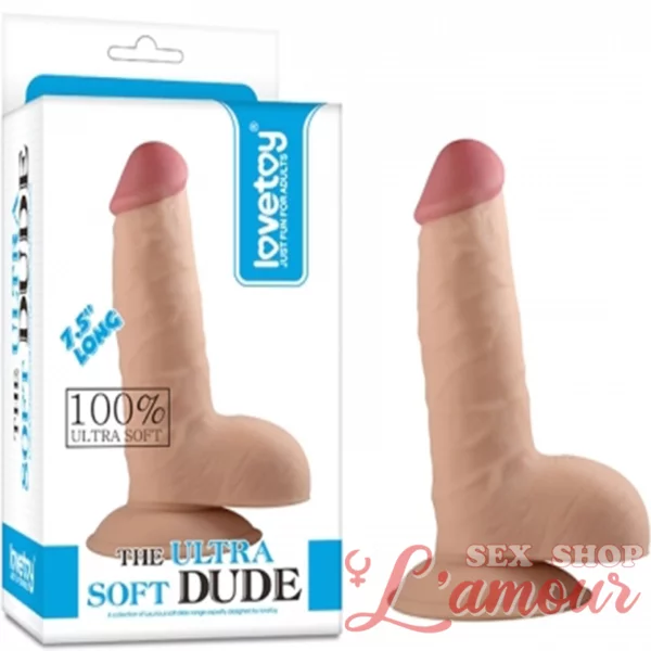 Фалоімітатор з мошонкою – The Ultra Soft Dude Flesh 7.5″ (артикул: LVTOY114)