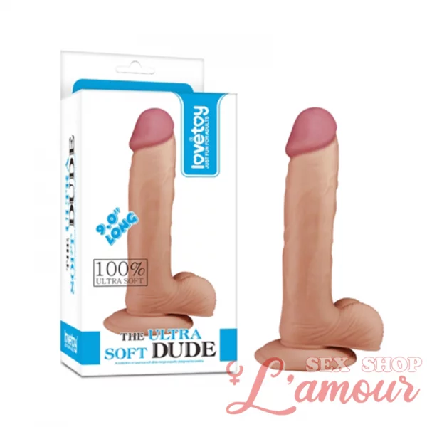 Фалоімітатор з мошонкою – The Ultra Soft Dude Flesh 9″ (артикул: LVTOY116)