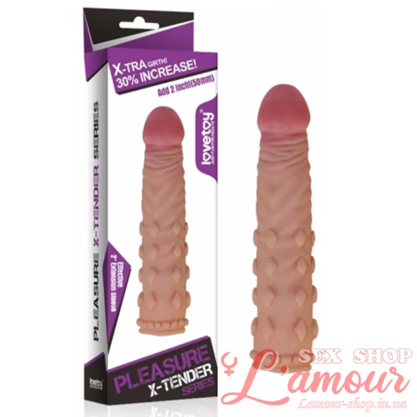 Насадка на член – Pleasure X-Tender Penis Sleeve 2 “, Flesh (артикул: LVTOY159)
