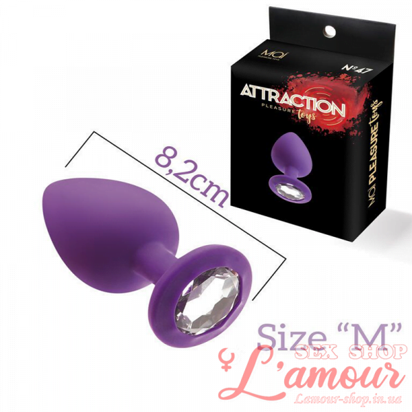 Анальна пробка із кристалом MAI Attraction Toys №48 Purple (артикул: SO4626)