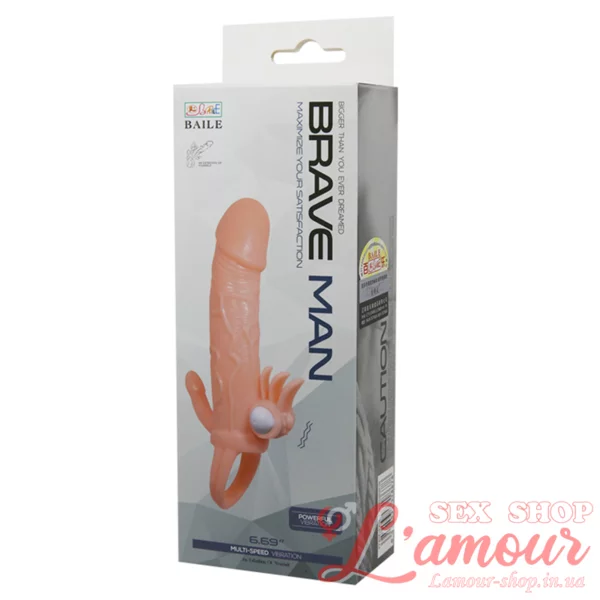 Насадка на член – Brave Men Vibrating Sleeve Flesh (артикул: BI0498)